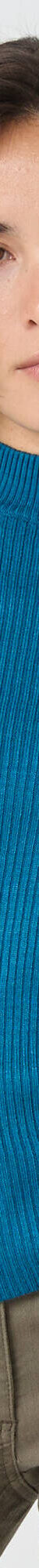 Pull col montant manches courtes, maille côtelée (bleu canard) Pull col montant manches courtes, maille côtelée (bleu canard)